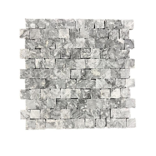 Platinum Grey Honed Marble Rustic Edge Square Mosaic Wall & Floor Tile