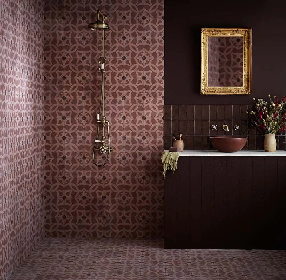 Bert & May Carmona_leather_Purple_brown_glazed_bathroom