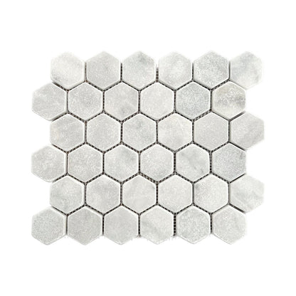 Carrara White Tumbled Marble 48mm Hexagon Mosaic Wall & Floor Tile - thumbnail 5