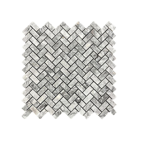 Platinum Grey Honed Marble Herringbone Mosaic Wall & Floor Tile