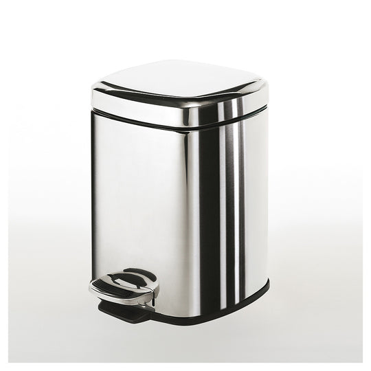 Square Pedal Bin 3L Soft Close in Chrome - Origins Living