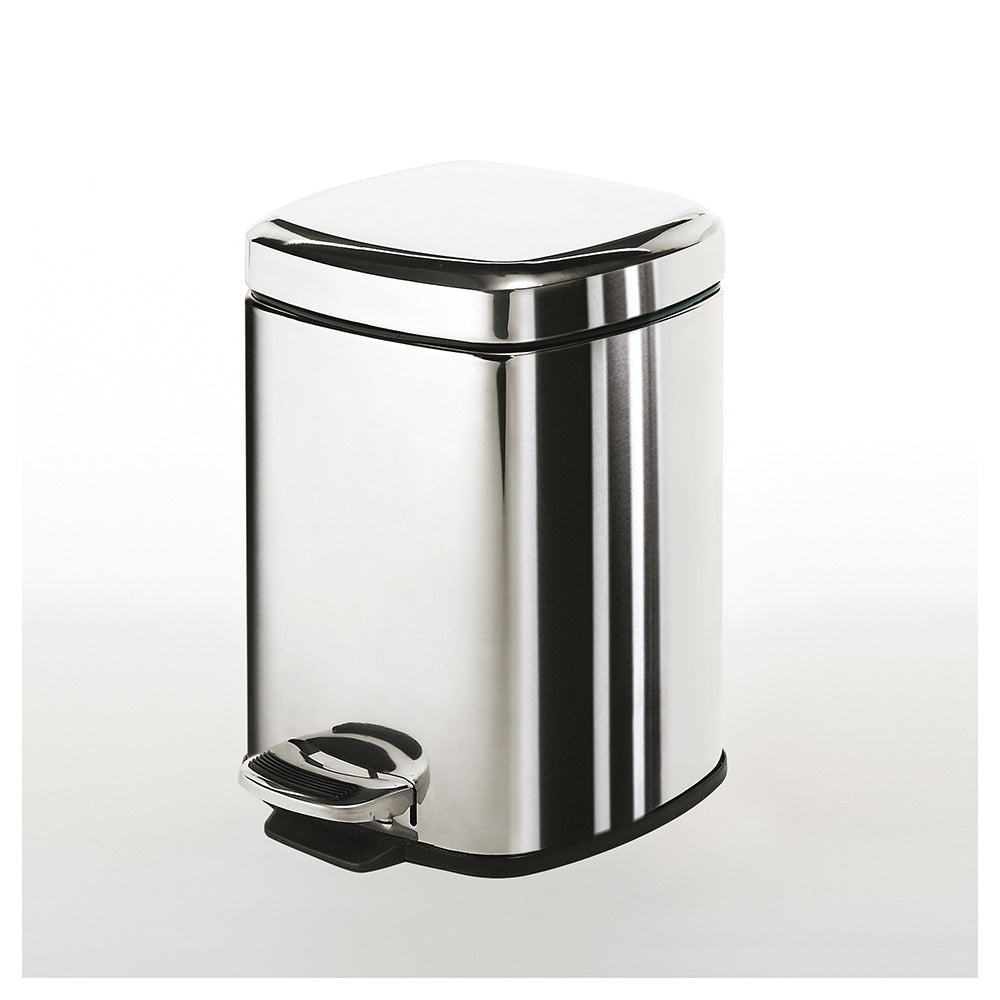 Square Pedal Bin 3L Soft Close in Chrome - Origins Living