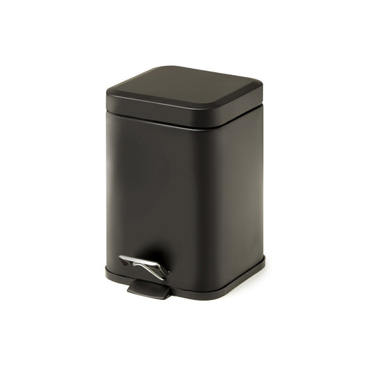 Square Pedal Bin 3L Soft Close in Black - Origins Living