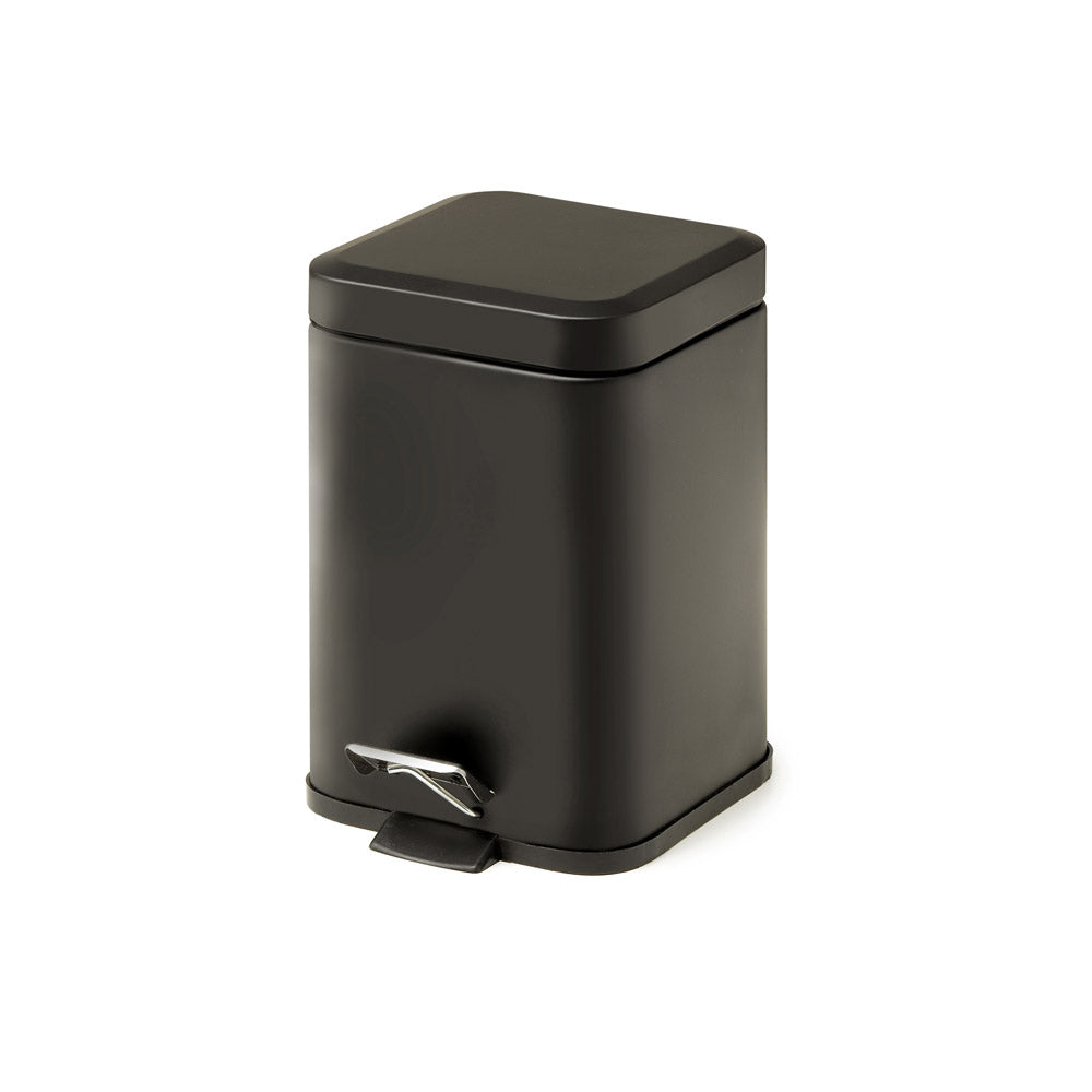 Square Pedal Bin 3L Soft Close in Black - Origins Living