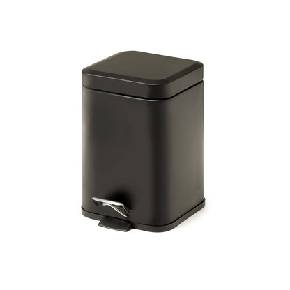 Square Pedal Bin 3L Soft Close in Black - Origins Living