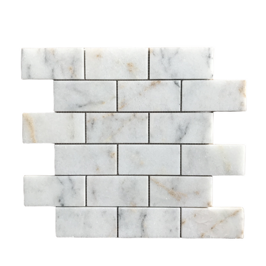 Calacatta Sugar Honed Marble Brick Mosaic Wall & Floor Tile