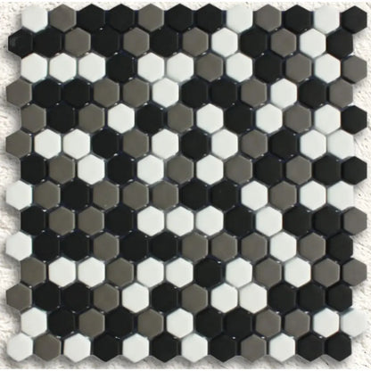 Ritz Nevada Mix White 30.2 x 30cm glass marble effect hexagon mosaic tile face