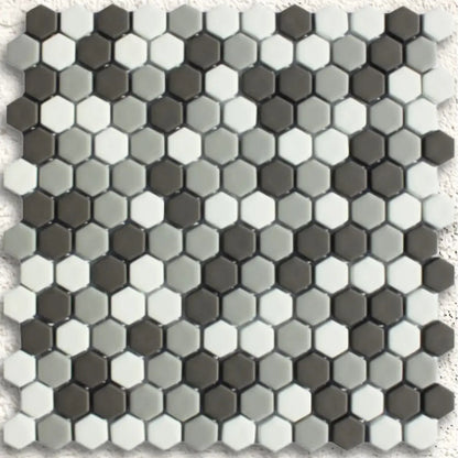 Ritz Brumoso Mix Grey 30.2 x 30cm glass marble effect hexagon mosaic tile face