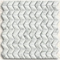 White marble mosaic tile featuring a diamond chevron pattern in ritz carrara for stylish wall or floor decor