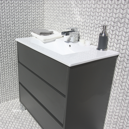 Ritz Carrara Diamond Chevron Mosaic marble tiles styled in a bathroom