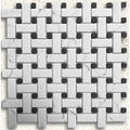 Ritz Carrara Grey Basketweave mosaic with white and dark grey marble tiles in a woven basketweave pattern