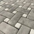 Ritz Grey Marble Carrara basketweave mosaic tile with gray and white marble in a woven pattern