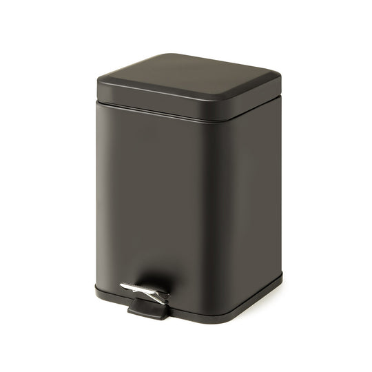 Square Pedal Bin 5L Soft Close in Black - Origins Living
