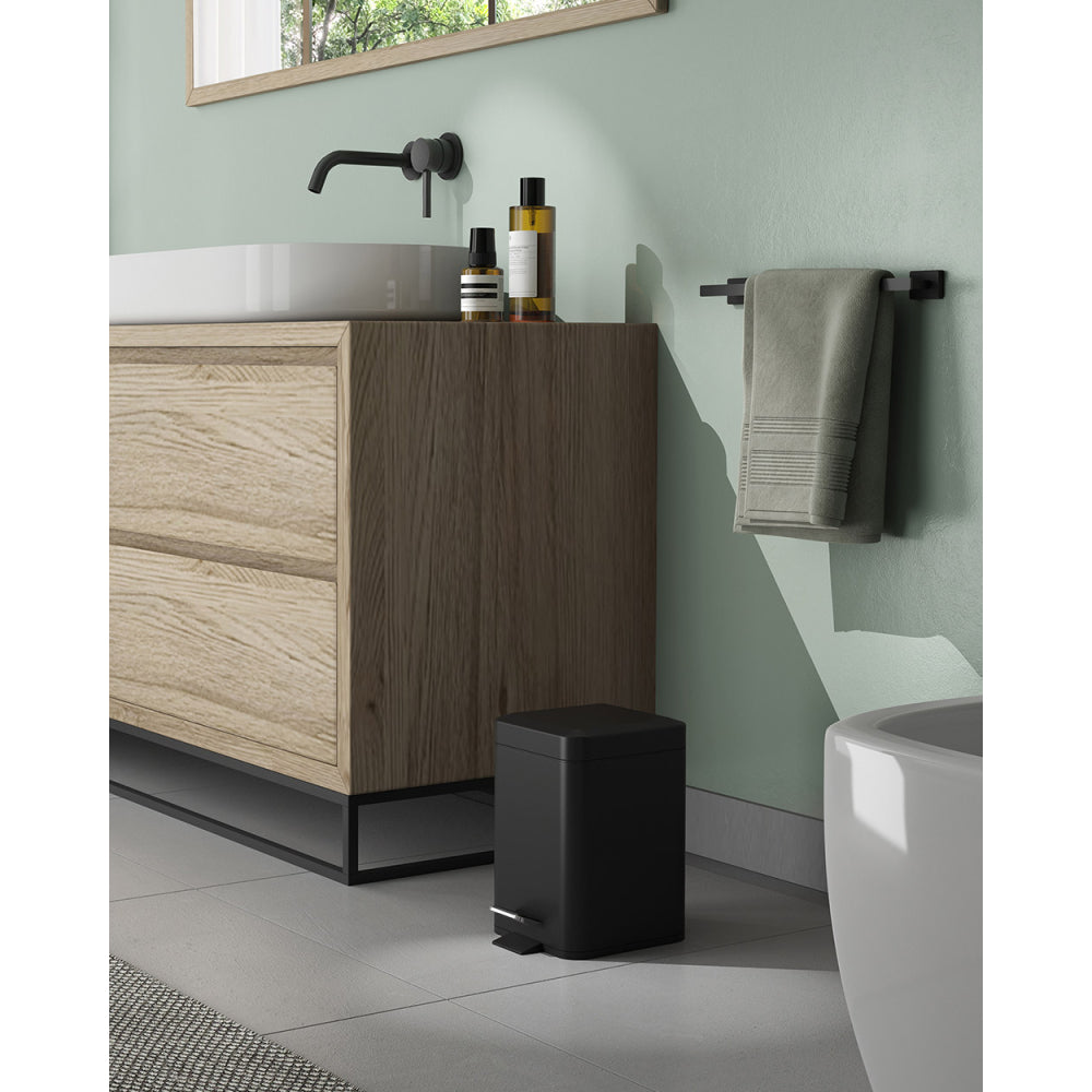 Square Pedal Bin 3L Soft Close in Black - Origins Living, view 2