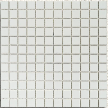 Ceramic Pool Gloss White 23 x 23mm porcelain mosaic tile face