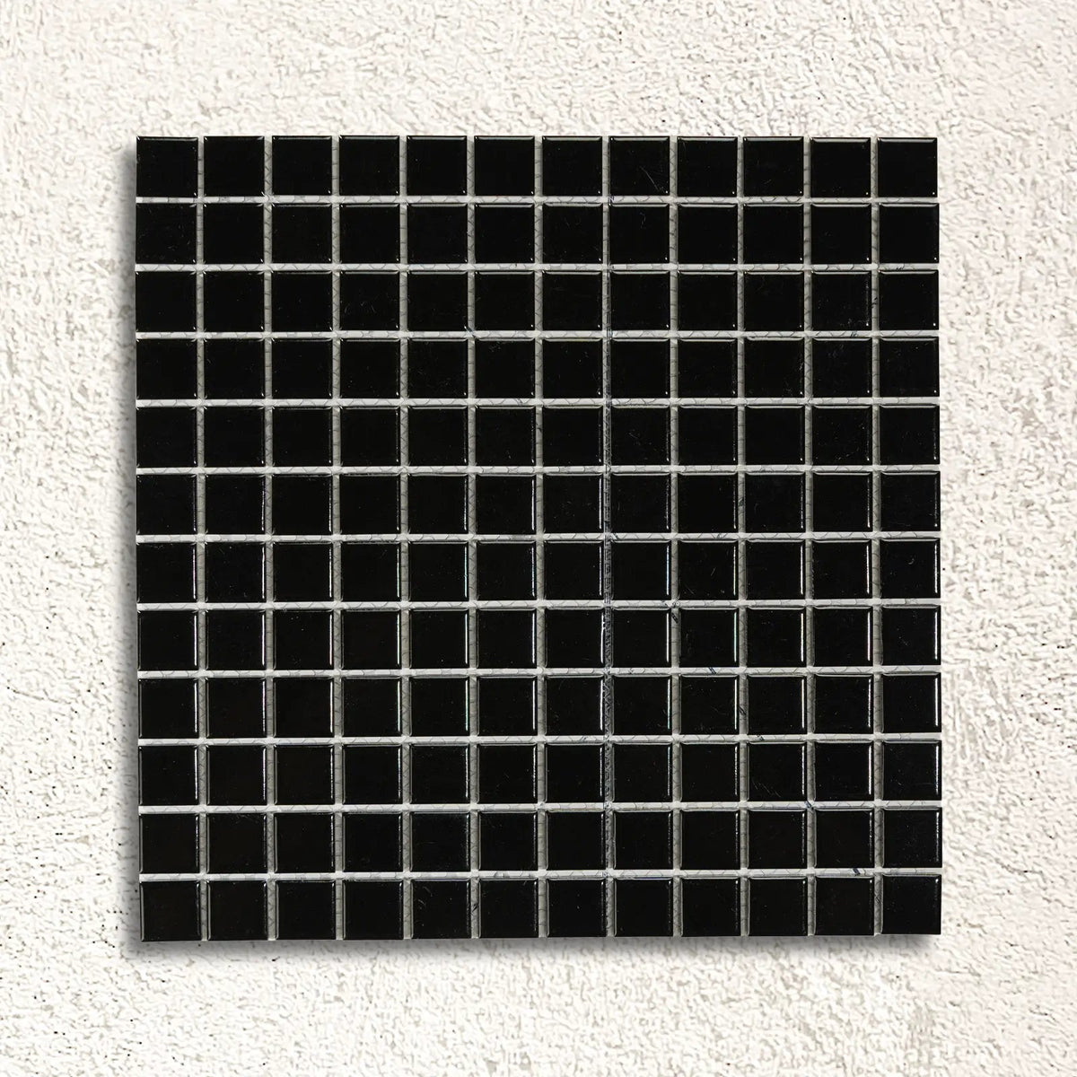 Ceramic Pool Gloss Black 23 x 23mm porcelain mosaic tile face