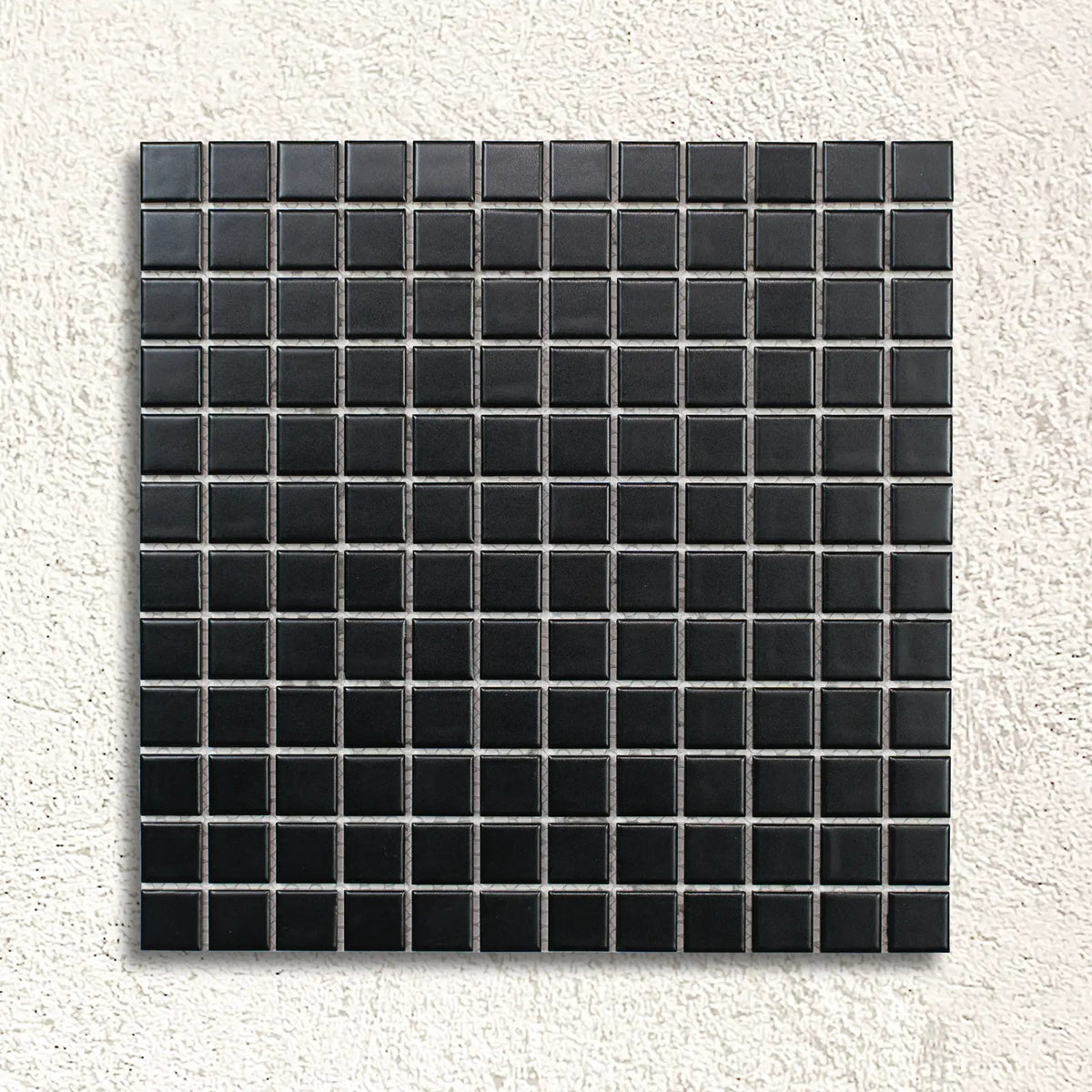 Ceramic Pool Matt Black 23 x 23mm porcelain mosaic tile face