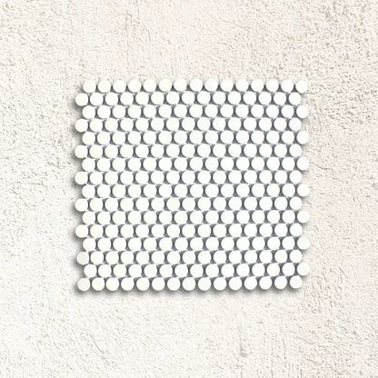 Shapes Penny Round Matt White 31 x 29cm Ceramic Mosaic Tile - thumbnail 3
