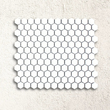 Shapes Hexagon Matt White 26 x 30cm Porcelain Mosaic Tile - thumbnail 3