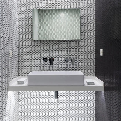 Shapes Hexagon Matt White 26 x 30cm Porcelain Mosaic Tile - thumbnail 1