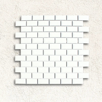 Shapes Mini Metro Bevel Gloss White 30 x 30cm Porcelain Mosaic Tile - thumbnail 3