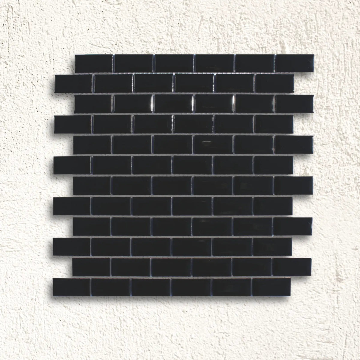 Shapes Mini Metro Bevel Gloss Black 30 x 30cm porcelain mosaic face