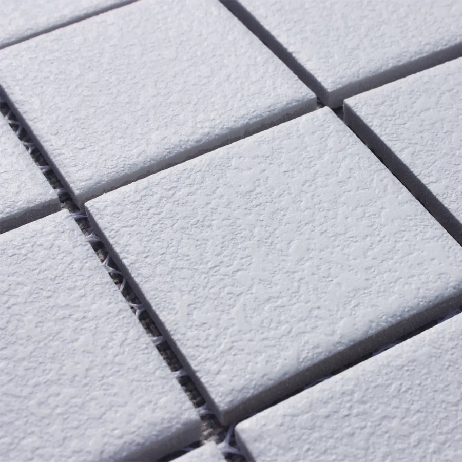 Atlanta White 30.5 x 30.5cm glazed porcelain anti-slip mosaic tile detail