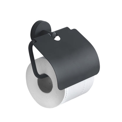 Eros Toilet Roll Holder with Flap in Black - Origins Living