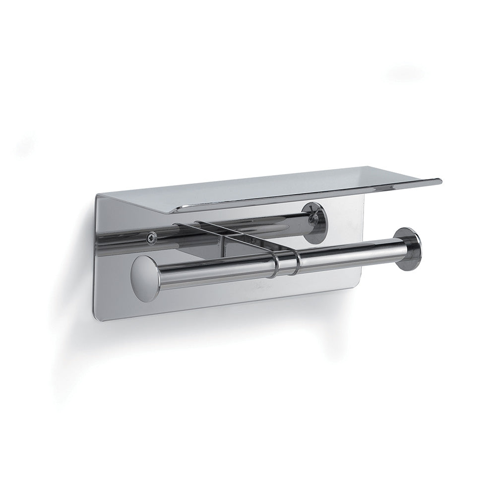 G Pro Double Toilet Roll Holder with Shelf in Chrome - Origins Living