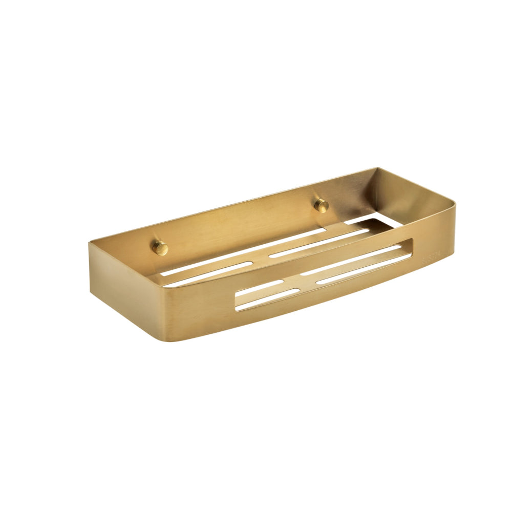 Nerva Shower Basket in Brushed Brass - Origins Living