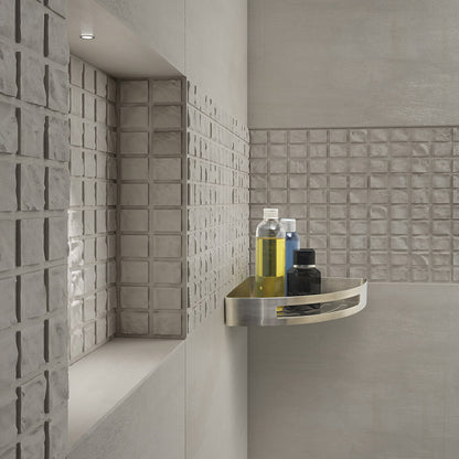 Nerva Corner Shower Basket in Brushed Stainless Steel - Origins Living, view 2