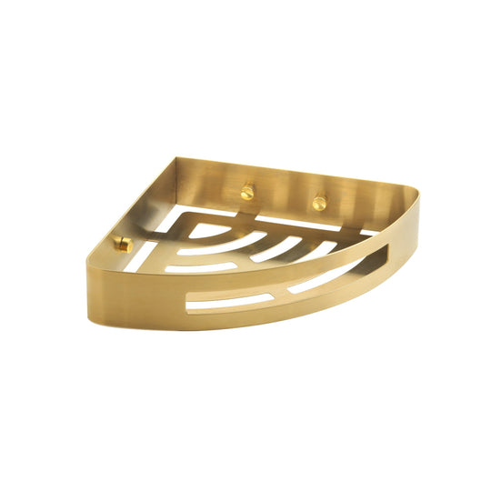 Nerva Corner Shower Basket in Brushed Brass - Origins Living