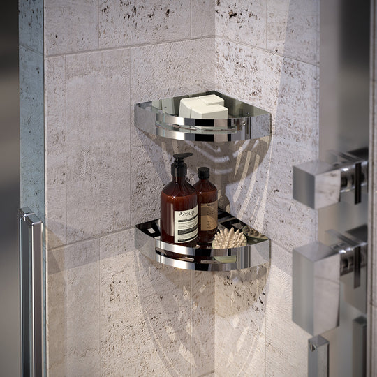 Nerva Corner Shower Basket in Chrome - Origins Living