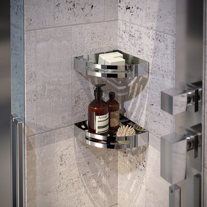 Nerva Corner Shower Basket in Chrome - Origins Living