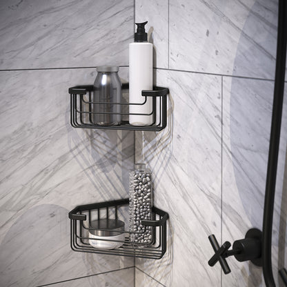 Gedy Deep Corner Basket in Black - Origins Living