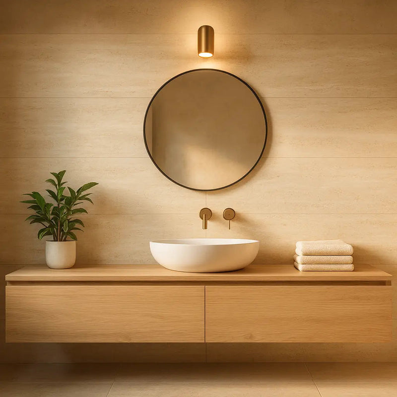 Neo Travertine Crema 60 x 120cm porcelain stone effect tile room setting