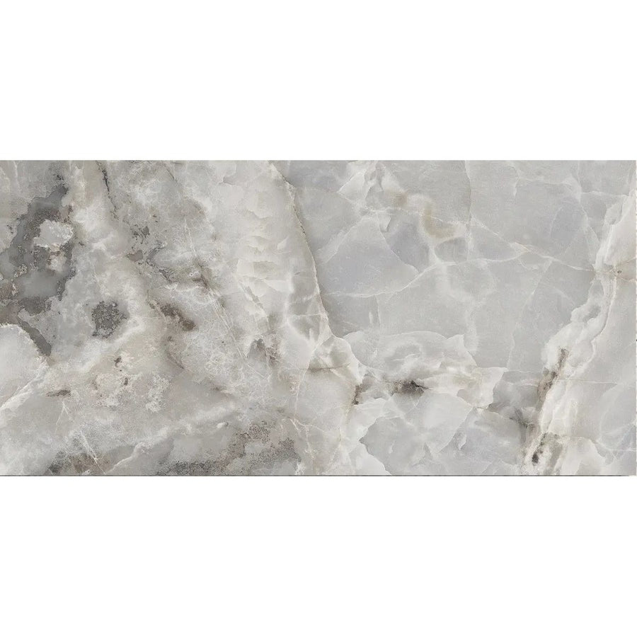 Helios Grey Polished 60 x 120cm porcelain marble effect tile face