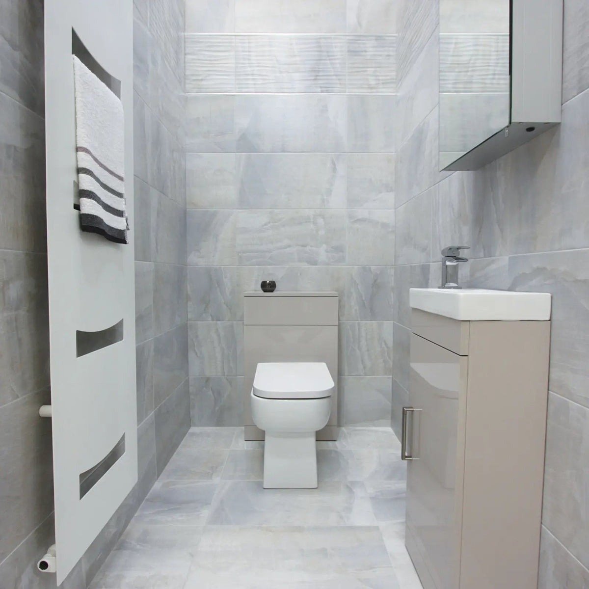 Dubai Blue Deco 32 x 62.5cm porcelain tile room setting