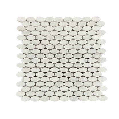 Carrara White Tumbled Marble Ellipse Mosaic Wall & Floor Tile - thumbnail 3
