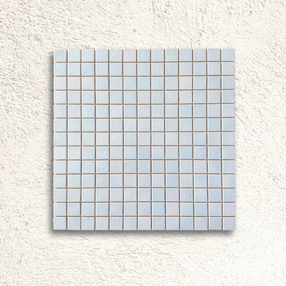 Harmonie Scilly 25 x 25mm crystal porcelain mosaic sheet face in pale sea blue gloss