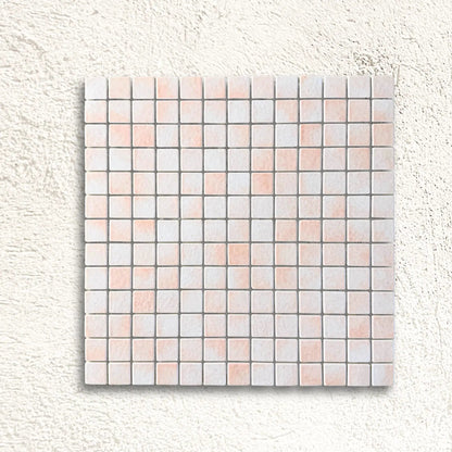 Harmonie Orcade 25 x 25mm crystal porcelain mosaic sheet face in cool blue gloss