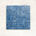 Harmonie Egee 25 x 25mm crystal porcelain mosaic sheet face in Aegean sea blue gloss