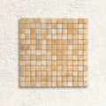 Harmonie Camel 25 x 25mm crystal porcelain mosaic sheet face in warm camel brown gloss