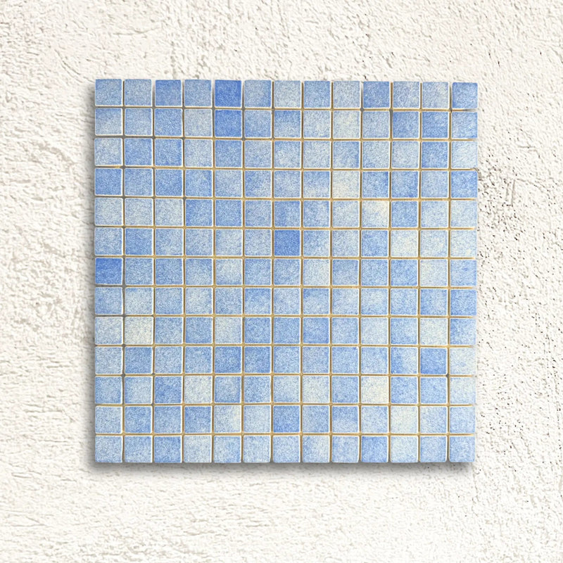 Harmonie Lavande 25 x 25mm crystal porcelain mosaic sheet face in soft lavender purple gloss