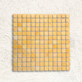 Harmonie Pollen 25 x 25mm crystal porcelain mosaic sheet face in warm pollen yellow gloss