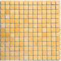 Harmonie Pollen 25 x 25mm crystal porcelain mosaic sheet face in warm pollen yellow gloss