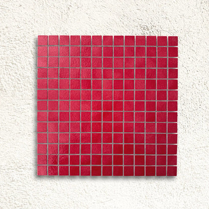 Harmonie Pivoine 25 x 25mm crystal porcelain mosaic sheet face in peony pink gloss