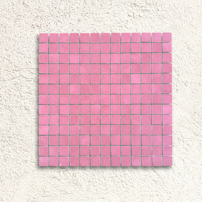 Harmonie Fuchsia 25 x 25mm crystal porcelain mosaic sheet face in vivid fuchsia pink gloss