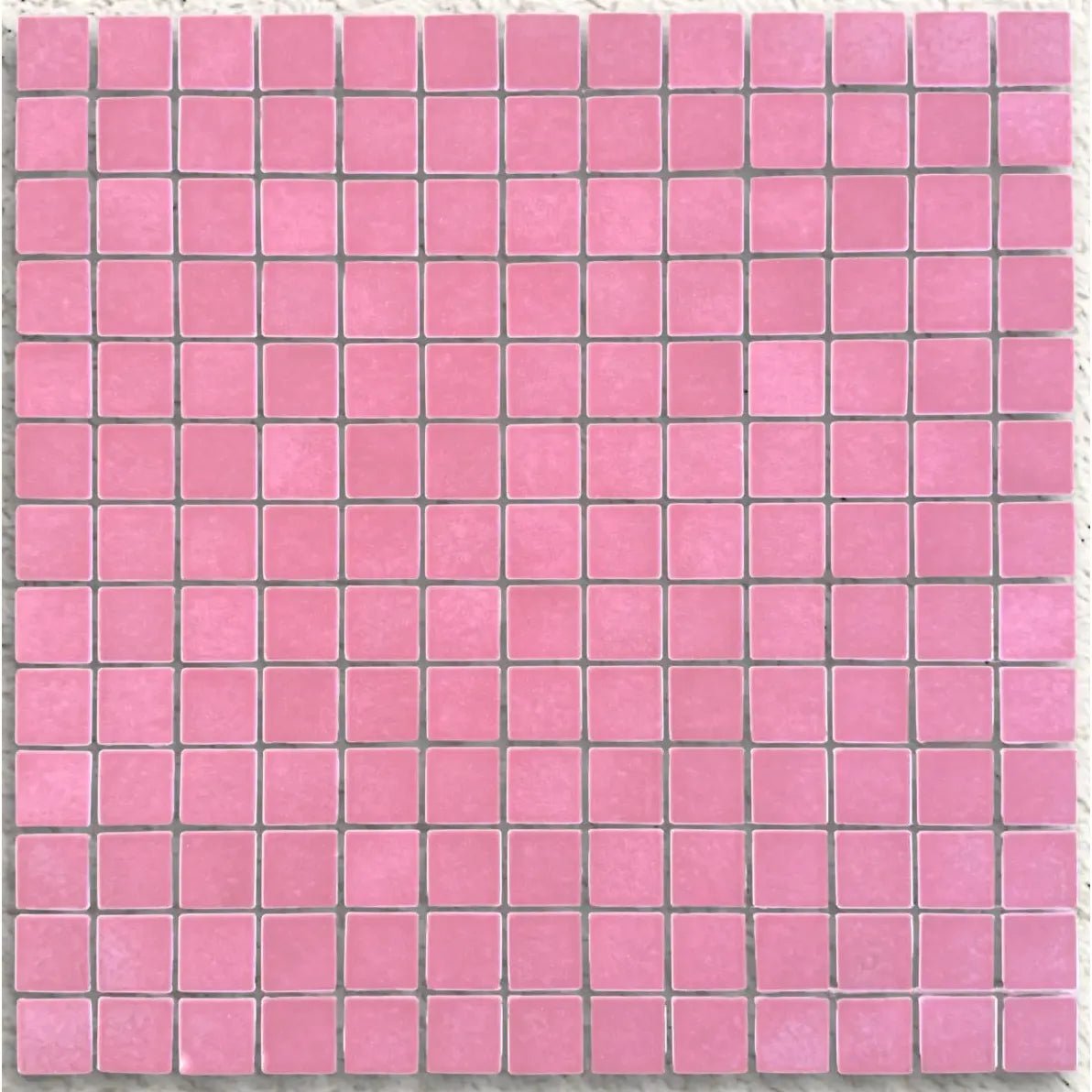 Harmonie Fuchsia 25 x 25mm crystal porcelain mosaic sheet face in vivid fuchsia pink gloss
