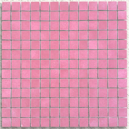 Harmonie Fuchsia 25 x 25mm crystal porcelain mosaic sheet face in vivid fuchsia pink gloss